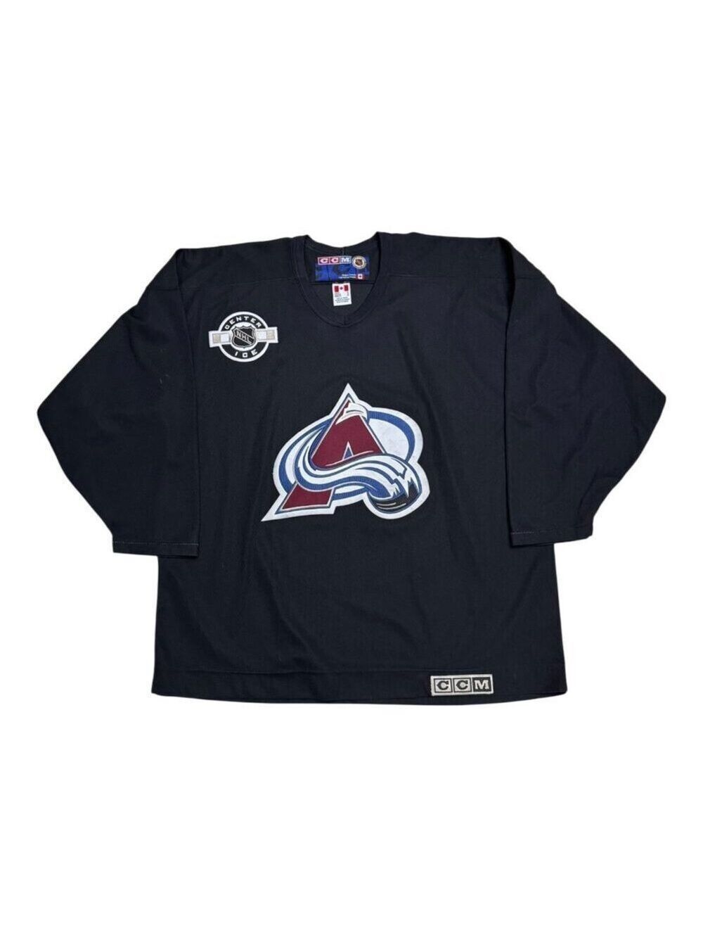Vintage Y2K Colorado Avalanche Centre Ice NHL Black Hockey Jersey Mens XL